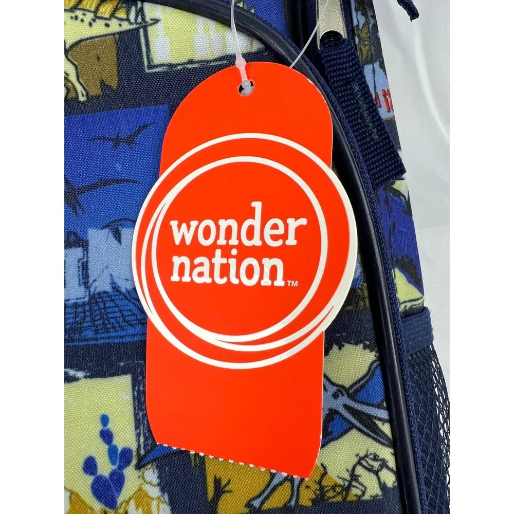 Wonder Nation Backpack Kids One Size Greetings From Jurassic Navy Dinosaur NWT